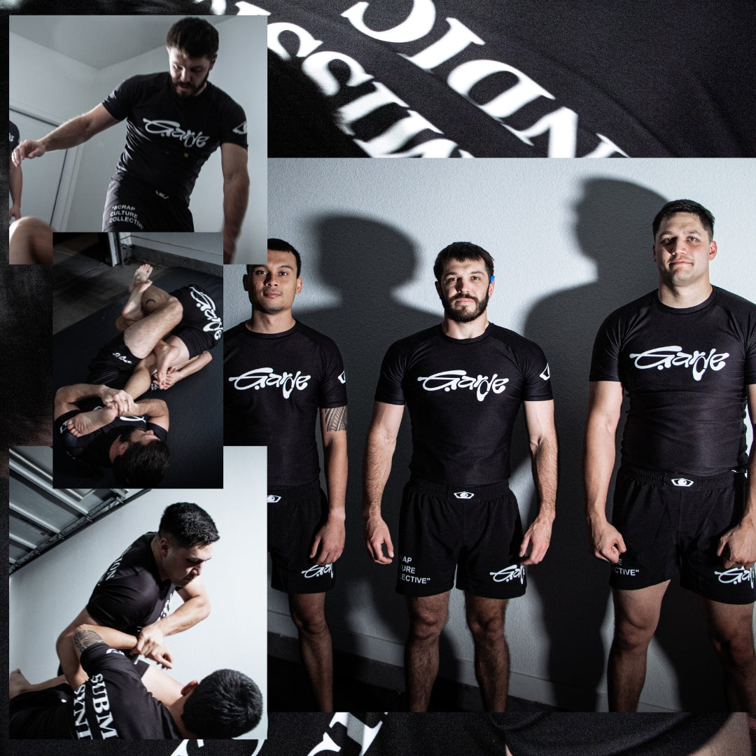 BJJ athletes training in Garde Collective OG collection jiu jitsu kits at the gym.