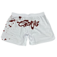 Garde Collective bloody design grappling shorts in red and white.