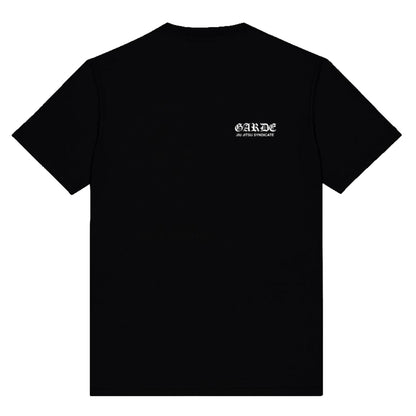 Garde Collective Chaos Cotton Tshirt in black and white.