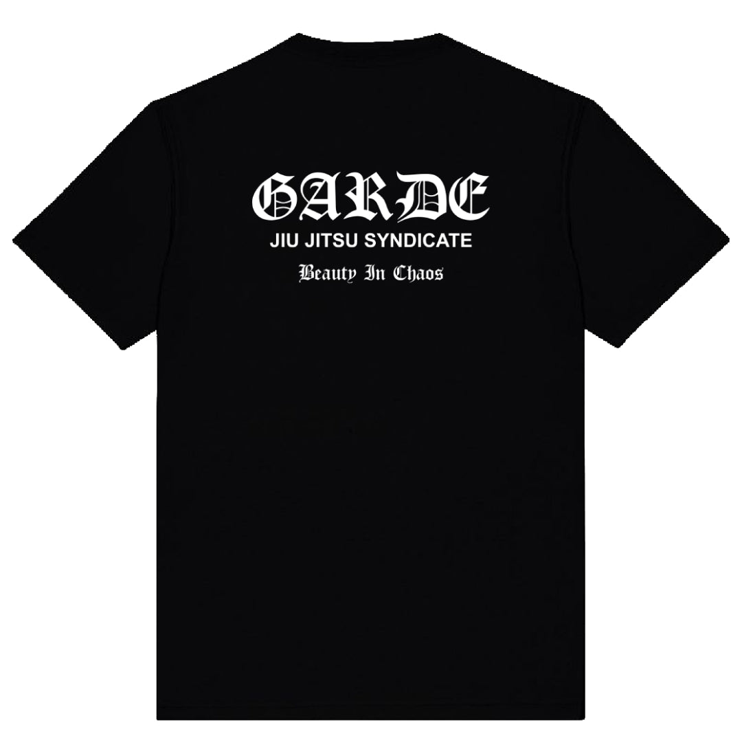 Garde Collective Chaos Cotton Tshirt in black and white.
