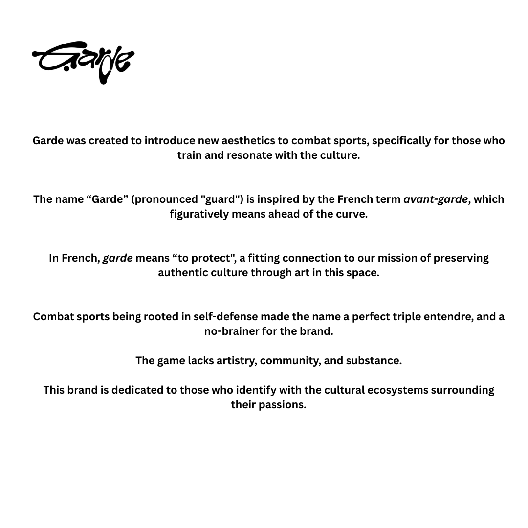 Garde Collective mission statement with logo in black.