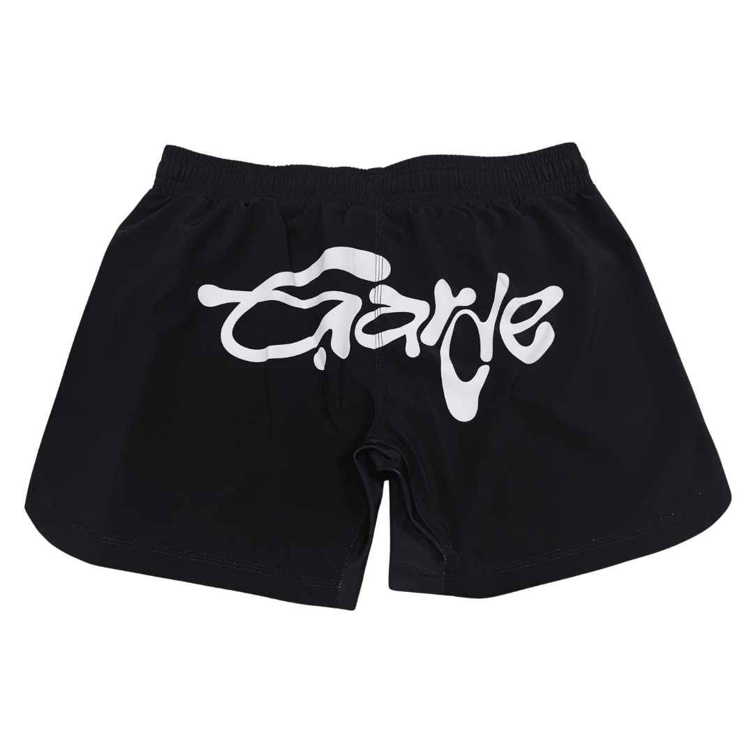 Garde Collective OG grappling shorts in black and white.