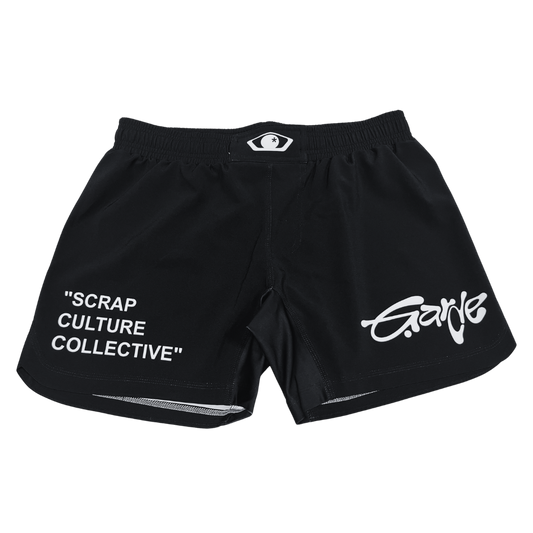 Garde Collective OG grappling shorts in black and white.