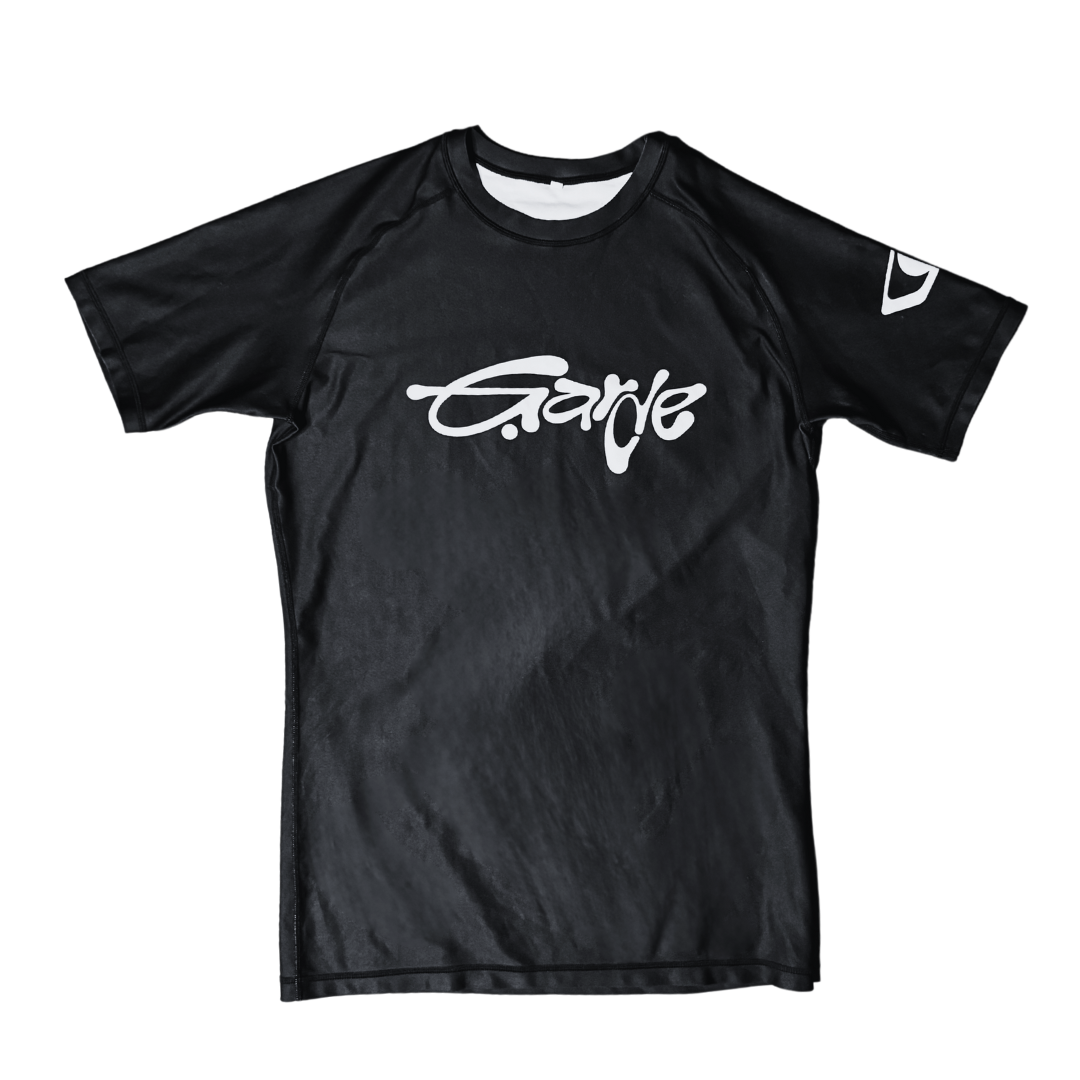 Garde Collective OG BJJ rashguard in black and white.